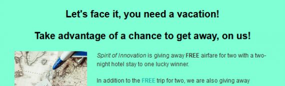 Spirit of Innovation is giving away a FREE trip! Yes, really