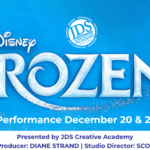 Frozen Jr. cast with Executive Producer Diane Strand and Studio Director Scott Strand at JDS Creative Academy in Temecula – kids theater and children’s musical performance